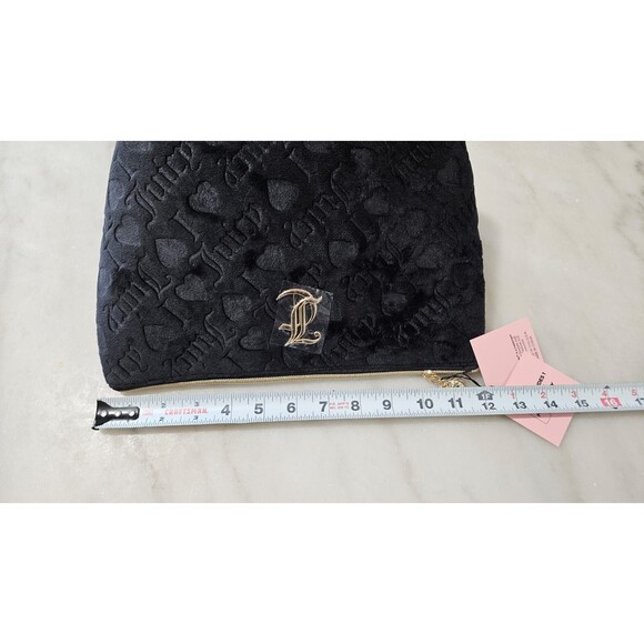 NWT Authentic Juicy Couture Travel Cosmetic Bag Women's Black Heart Embossed - Picture 7 of 10